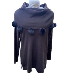 Pursuits Ltd. Merino Wool Sweater with Rabbit Fur AccentsBrown Sz XL Holiday Par